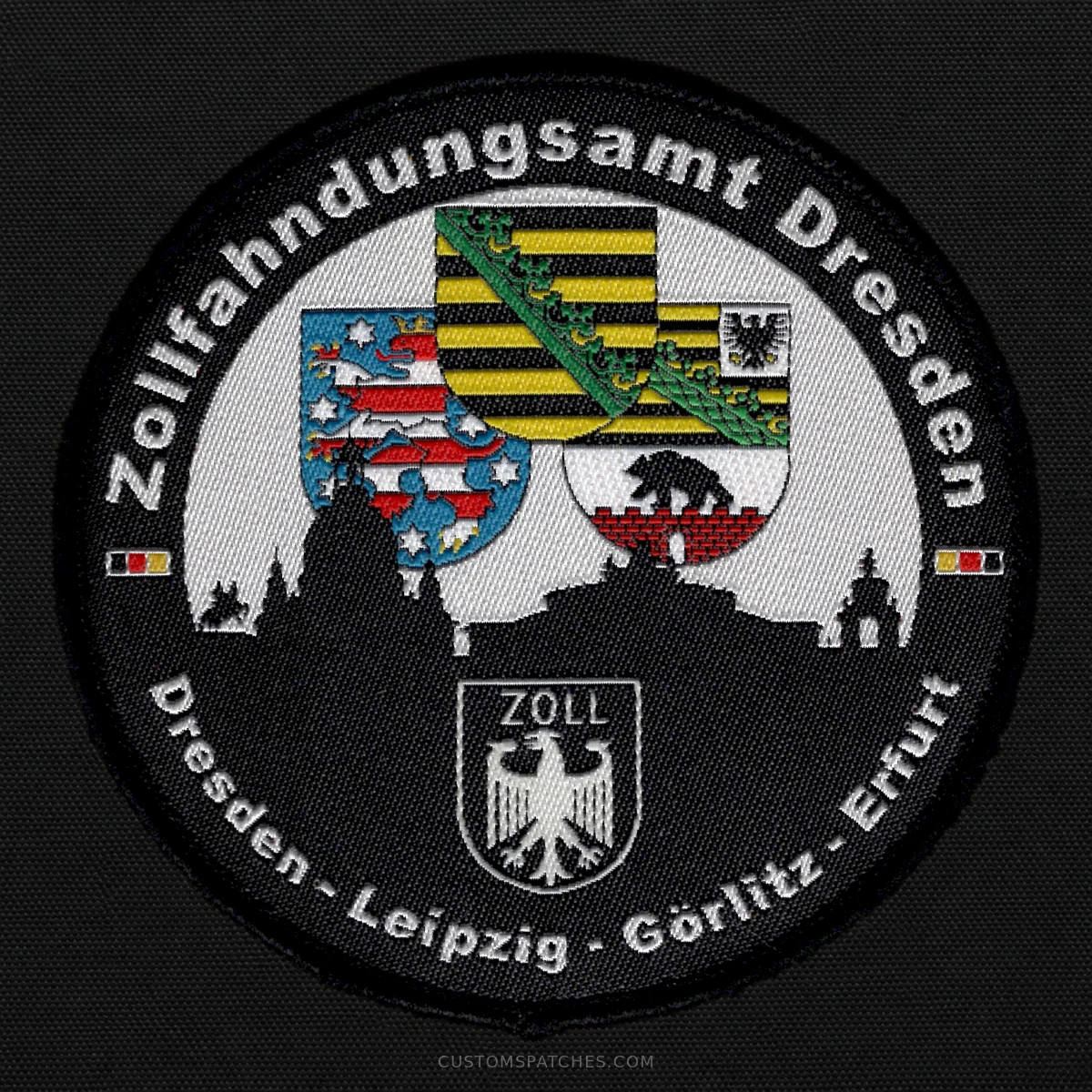 Zollfahndungsamt Dresden Dresden - Leipzig - Görlitz - Erfurt ZOLL – Customs Investigation Office Dresden – Germany – Patch