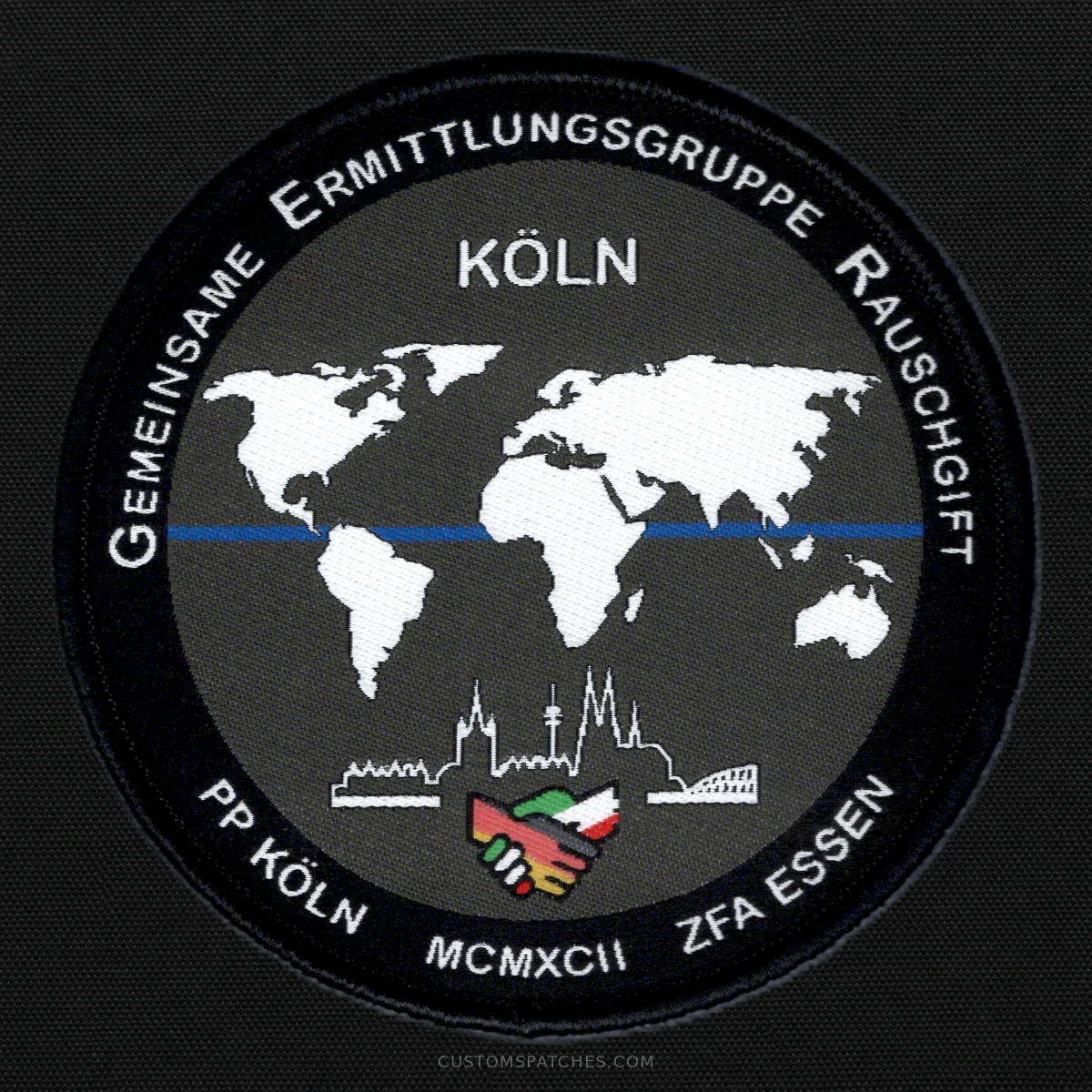 GEMEINSAME ERMITTLUNGSGRUPPE RAUSCHGIFT PP KÖLN MCMXCII ZFA ESSEN – Customs Investigation Office Essen – Germany – Patch