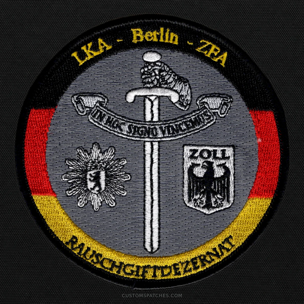 LKA - Berlin - ZFA RAUSCHGIFTDEZERNAT IN HOC SIGNO VINCEMUS ZOLL – Section 600 - Joint Narcotics Investigation Group Berlin – Germany – Patch