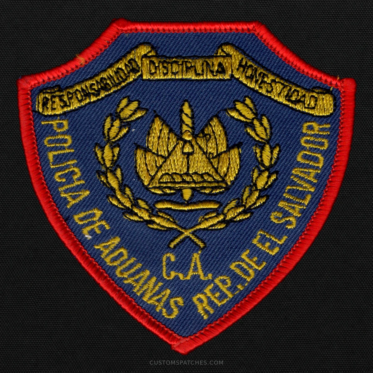 RESPONSABILIDAD DISCIPLINA HONESTIDAD POLICÍA DE ADUANAS REP. DE EL SALVADOR C.A. – General Directorate of Customs – El Salvador – Patch