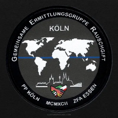 GEMEINSAME ERMITTLUNGSGRUPPE RAUSCHGIFT PP KÖLN MCMXCII ZFA ESSEN – Section 600 - Joint Narcotics Investigation Group Cologne – Germany – Patch